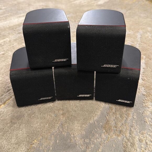 5 Bose Single Cube Red Line Speakers Acoustimass Satellite Lifestyle Systems